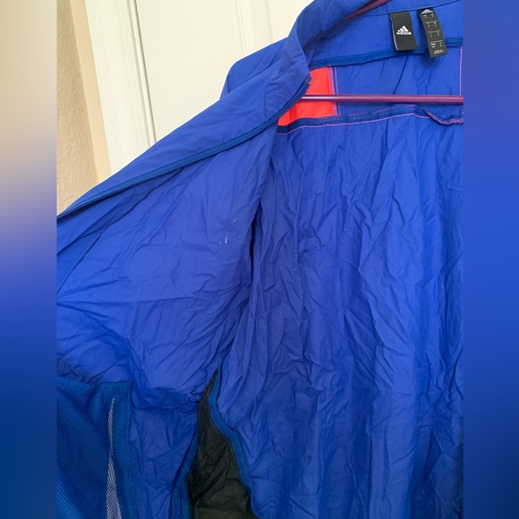 Adidas Woven Tape Jacket Water Resistant Wind Breaker - Men’s Small - Royal Blue - Picture 16 of 16